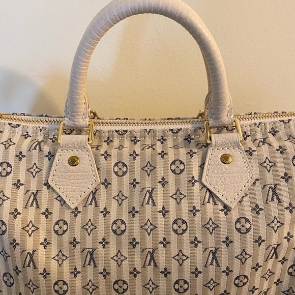 Louis Vuitton Croisette Speedy 30 Bleu Mini Lin Satchel - Picture 5 of 14